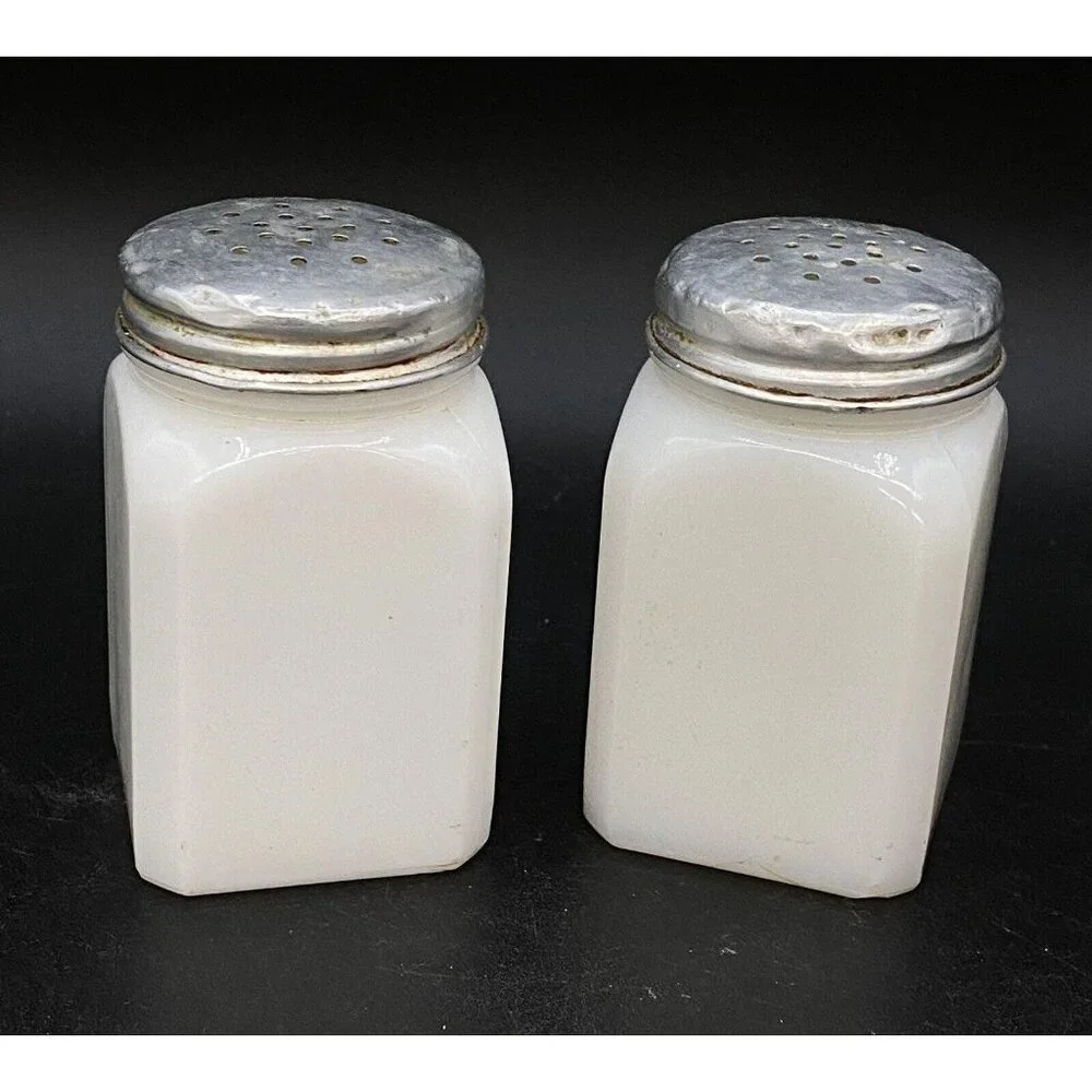 Tipp City Salt and Pepper Shaker Milk Glass Sailboats Dutch Windmill Mixed Set